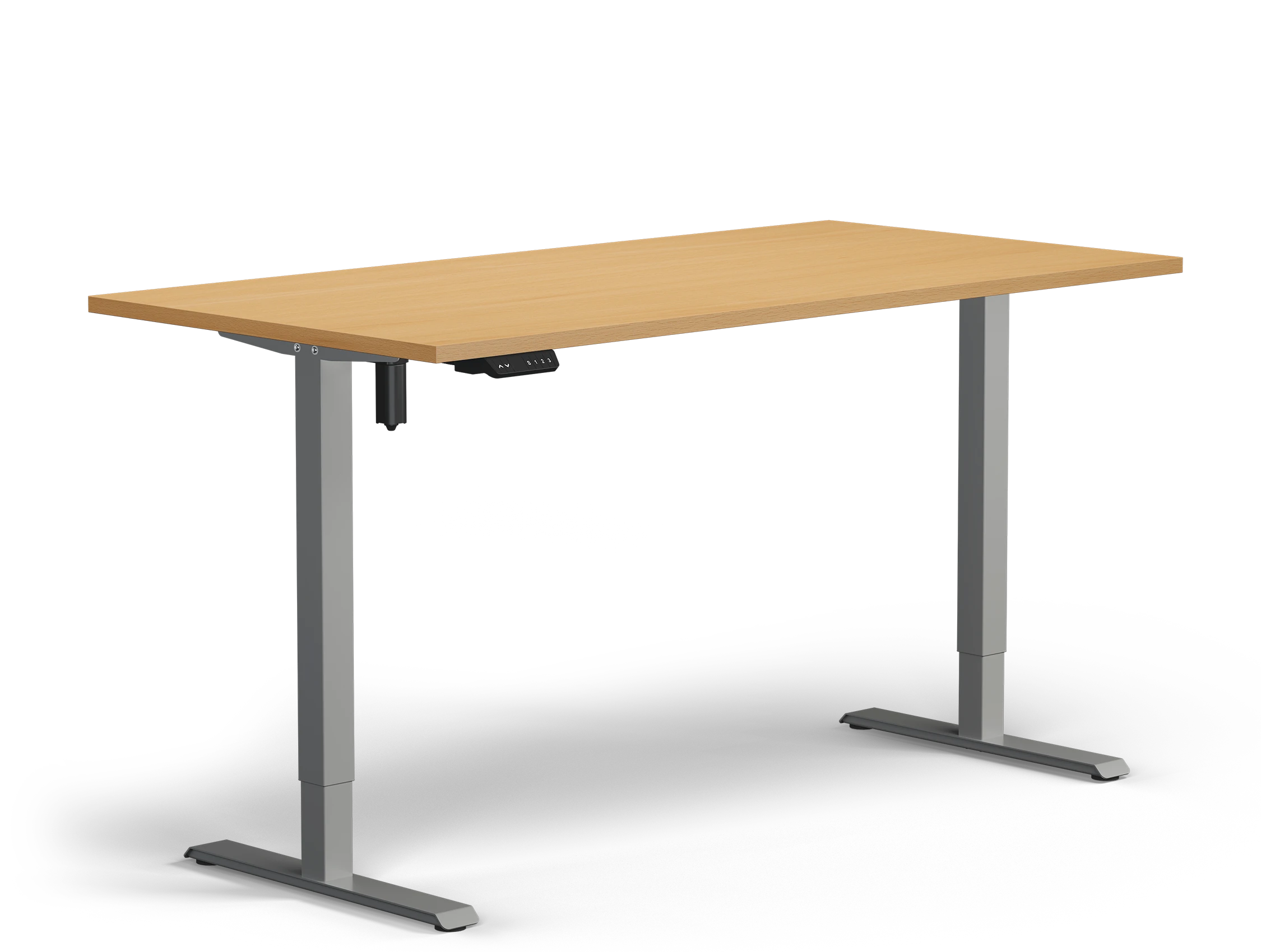 Höhenverstellbarer Schreibtisch Smart Gestell Silber Platte Buche