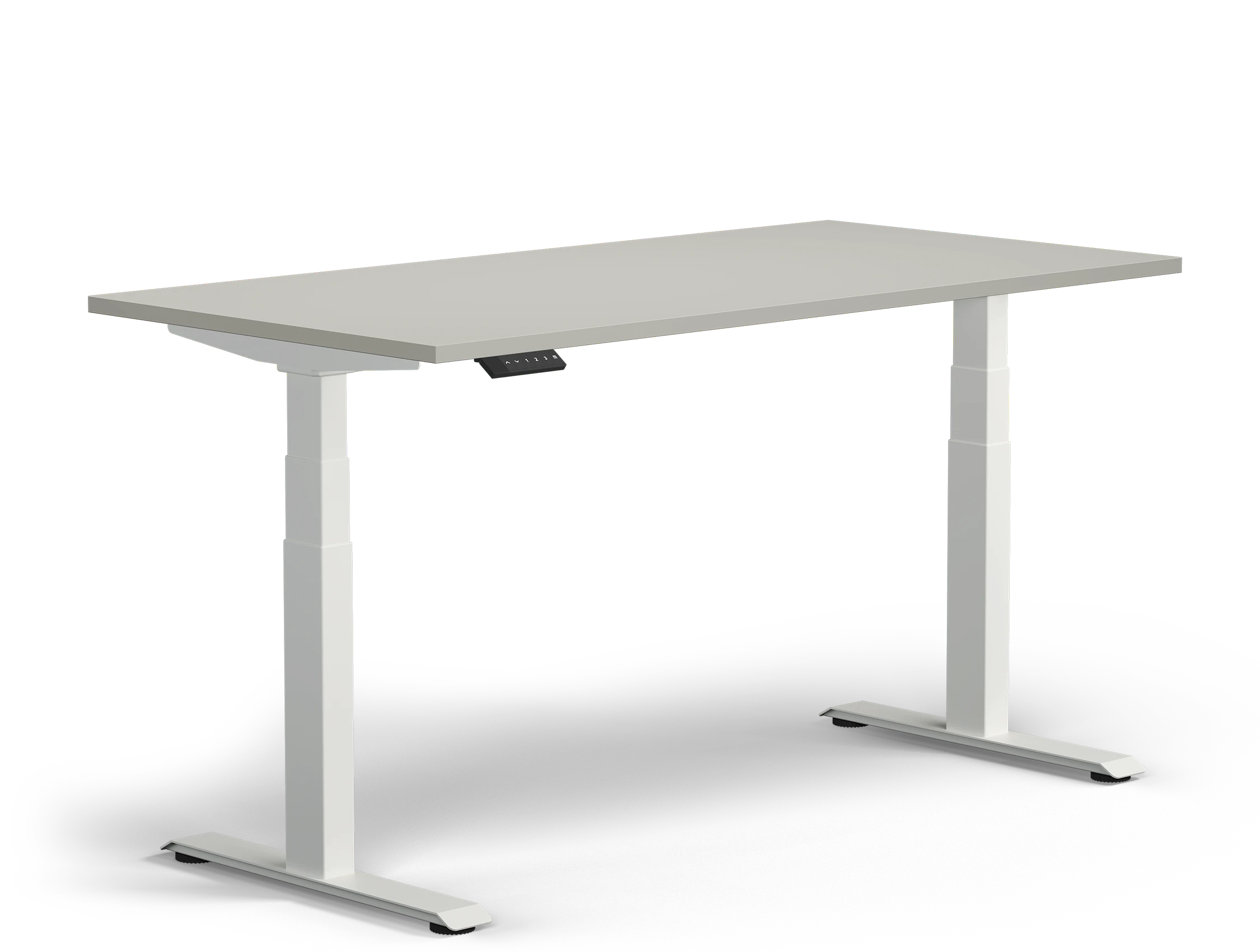 Höhenverstellbarer Schreibtisch Pro Gestell Weiß Platte Lichtgrau