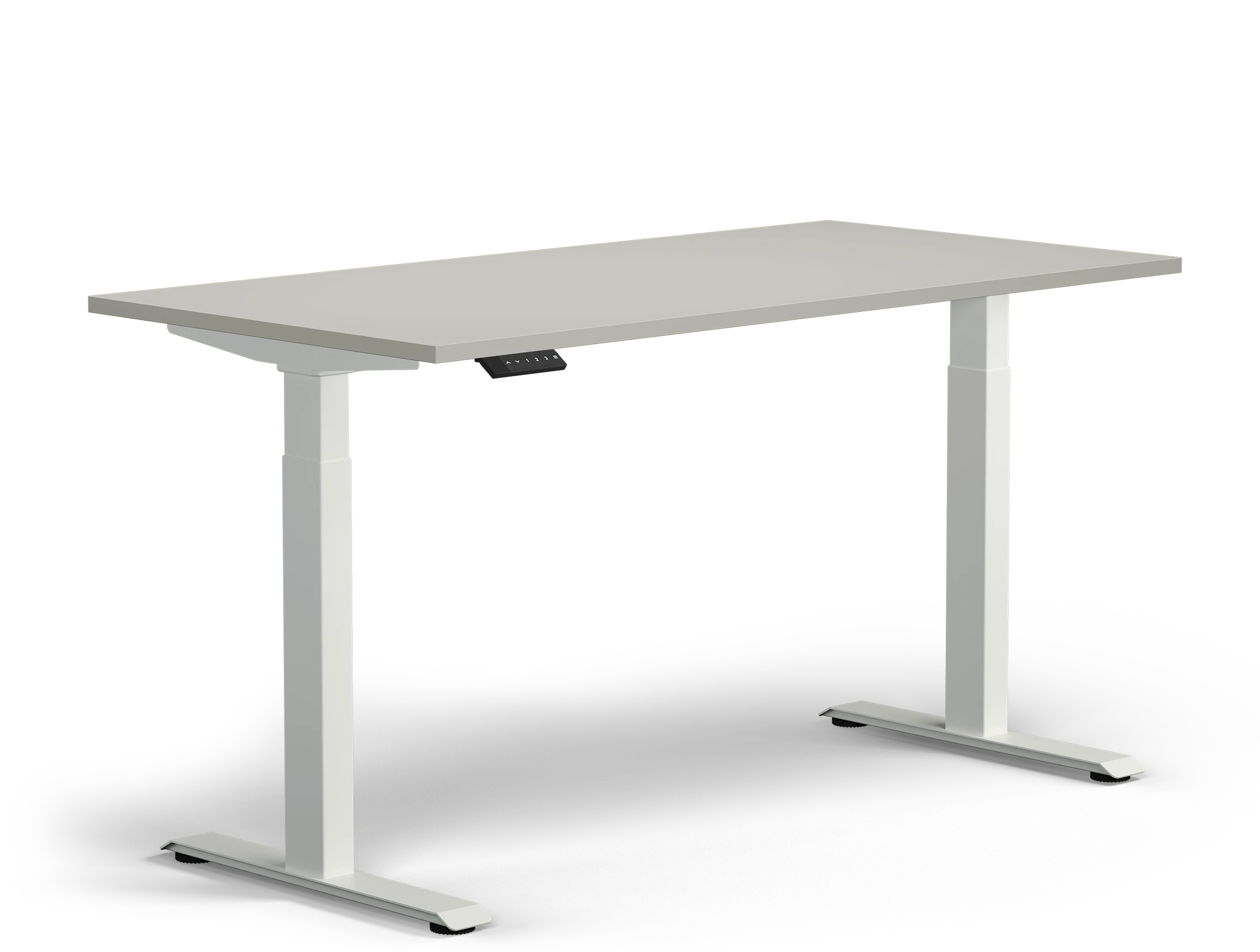 Höhenverstellbarer Schreibtisch Basic Gestell Weiß Platte Lichtgrau